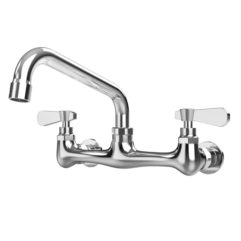BWE Kitchen Faucet Wall Mount Commercial Sink Faucet Kitchen Utility Laundry 8â€œ Swivel Spout 2 Dual Handle Restaurant Chrome Mixer Tap - Image 1